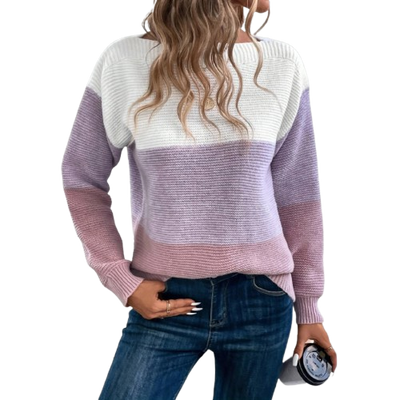 Dames Gebreide Sweater Met Kleurblok En Lange Mouwen